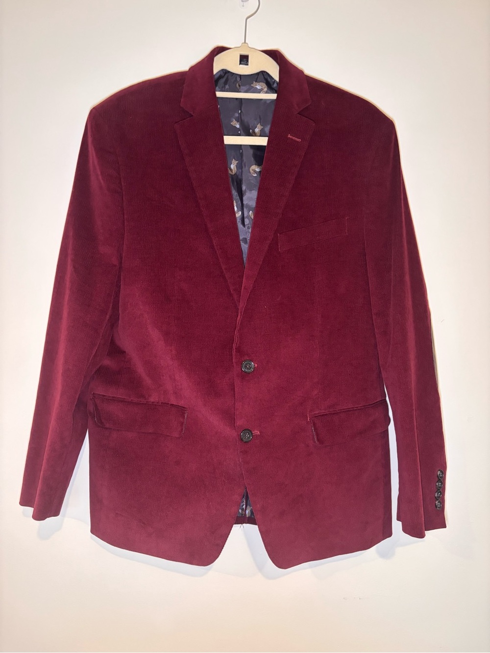 Lauren by Ralph Lauren Men's Burgundy Corduroy Sport Coat with Fox Lining